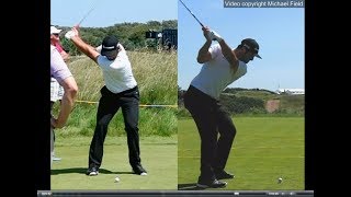 Jon Rahm golf swing  Long Iron faceon amp downtheline July 2017 [upl. by Atnahsal]