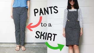 DIY TROUSER TO OVERALLBIB DRESS REFASHION  How to Transform Old Clothes [upl. by Nomae]