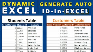 How to Use Excel IF Function to Generate ID Number  Dynamic Excel Serial and ID number No VBA [upl. by Joette287]