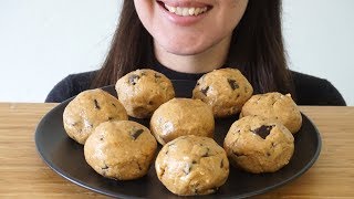 ASMR Eating Sounds FAIL Peanut Butter Choc Chip Cookie Dough Balls No Talking [upl. by Nnaecyoj]