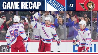 GAME RECAP New York Rangers at Ottawa Senators 12724 [upl. by Latsryc]