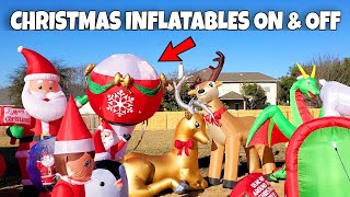 Christmas Inflatable Display On amp Off  Big Inflatables In Small Space amp Wind Gemmy Airblown Blowups [upl. by On]