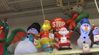 Awesome Christmas Holiday Inflatables at Home Depot Christmas Trees Lights Yard Decorations [upl. by Adama]