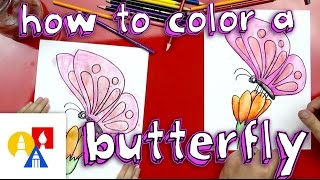 How To Color A Butterfly With Watercolor Pencils [upl. by Lahtnero703]