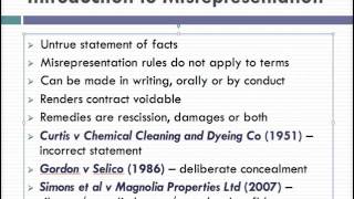 Misrepresentation Lecture 1 of 4 [upl. by Iborian824]