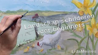 stap voor stap landschap schilderen voor beginners schilderworkshopsamersfoort [upl. by Olivier]