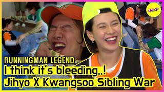 RUNNINGMAN THE LEGEND What happened if JIHYO and KWANGSOO wrestle each other🥊 ENG SUB [upl. by Ricoriki]