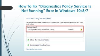 How To Fix The Diagnostic Policy Service is not running on Windows 1087 [upl. by Atsirak]